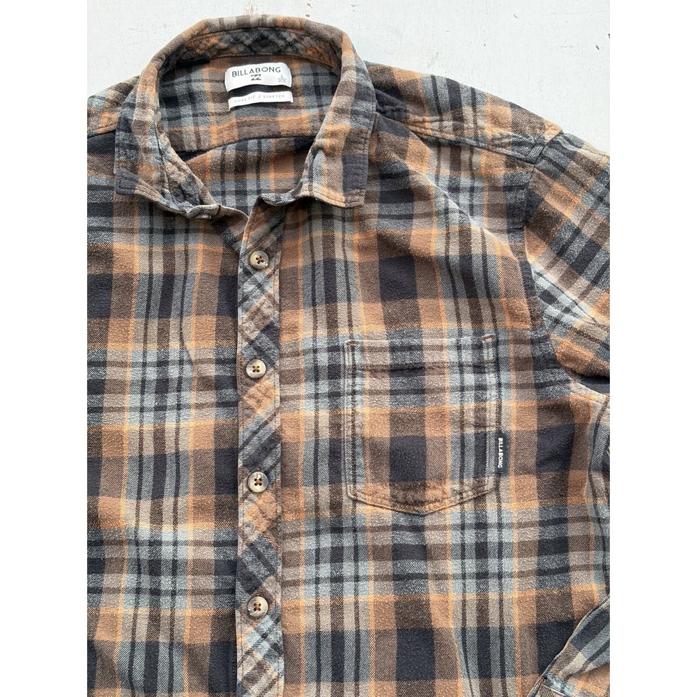 Men's Billabong Flannel Multicolor Striped L Grunge Surf Beach Coastline Skate
